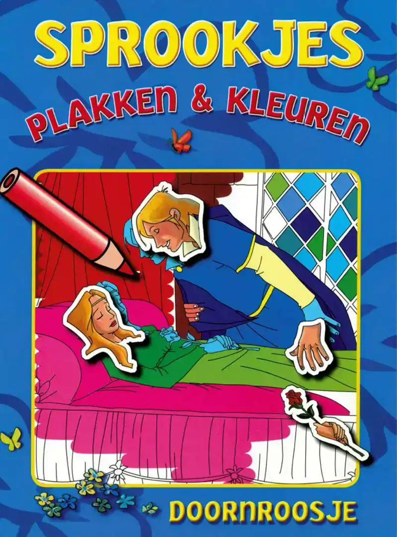 Sprookjes plakken en kleuren Doornroosje