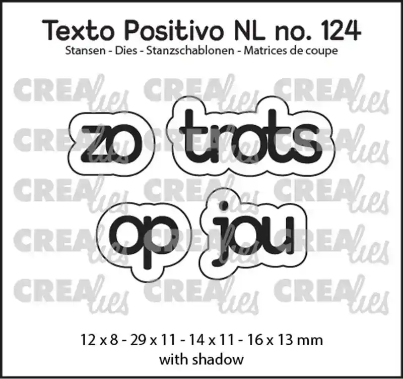 Crealies Texto Positivo Snijmal no. 124, zo trots op jou