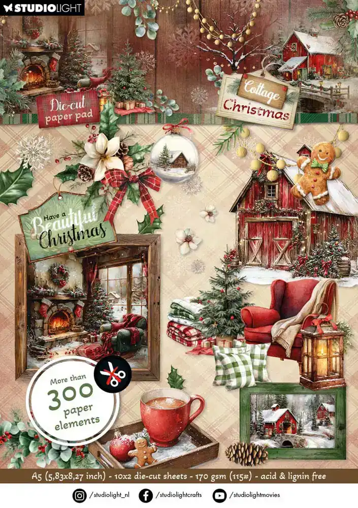 Studio Light Cottage Christmas Paper Elements Stansvellen