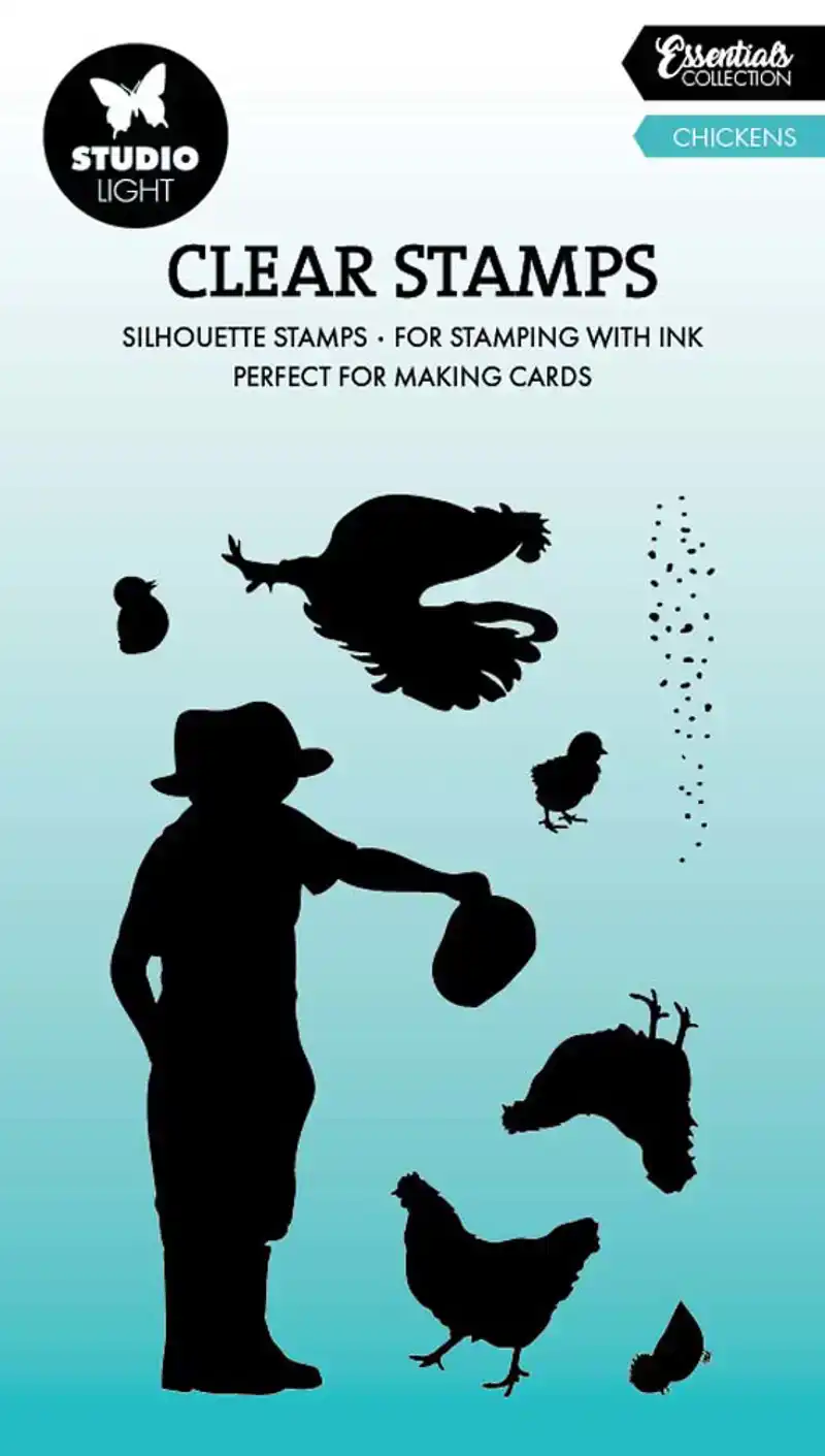Clear stamp chickens 62 x 93 x 3mm - 8 delig