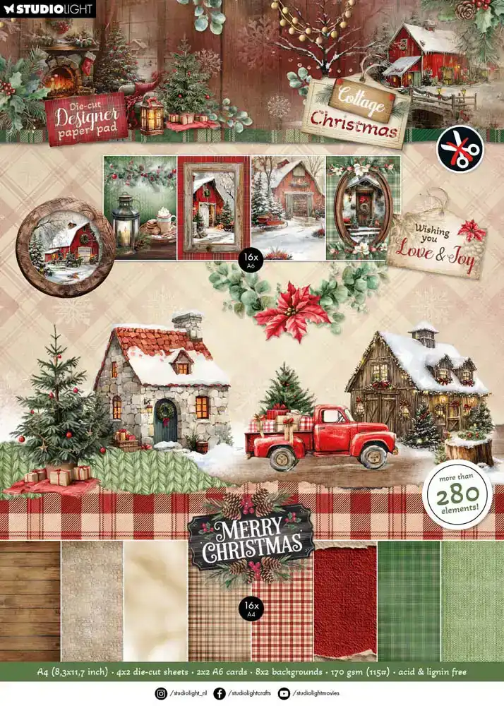 Studio Light Cottage Christmas Designer Paper Pad Stansvellen