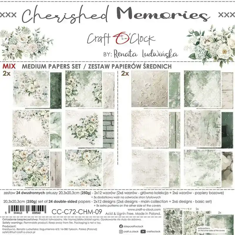 Craft O Clock Cherished memories 20x20 mix paper pad