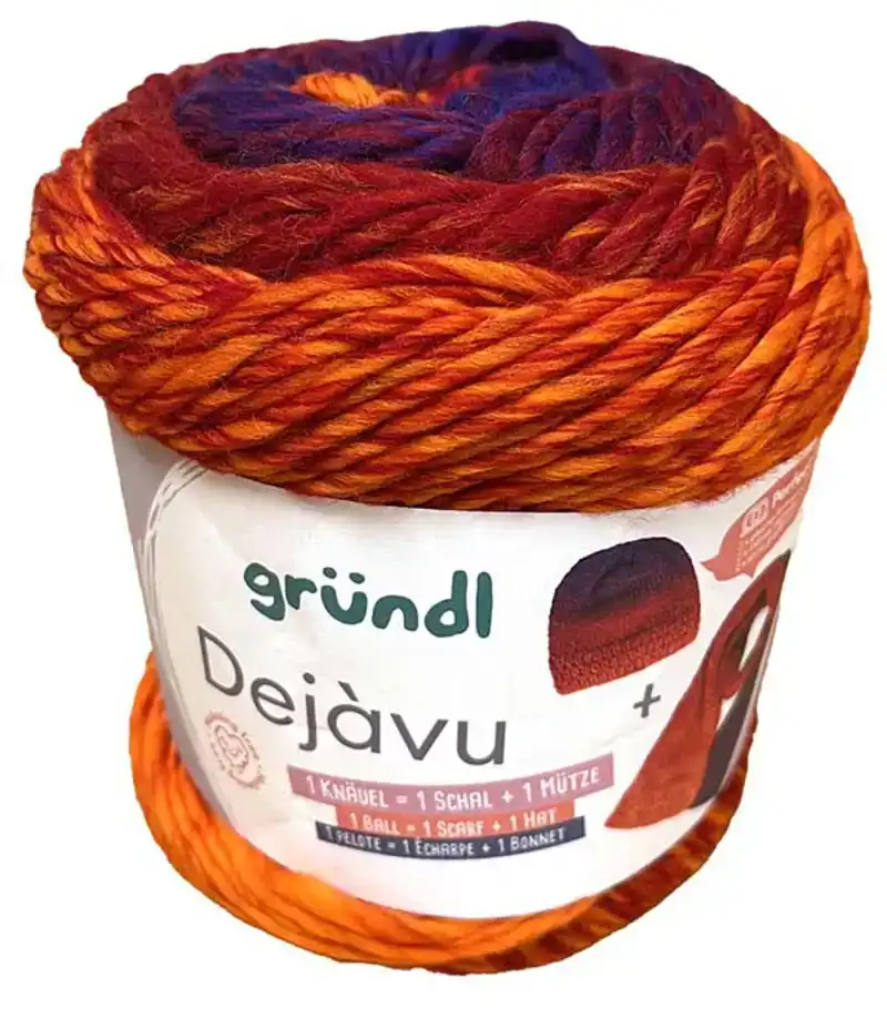 Dejavu 1 bol - 1 sjaal + muts Oranje paars verloop