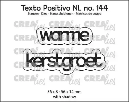 Crealies Texto Positivo stansen no. 144, warme kerstgroet