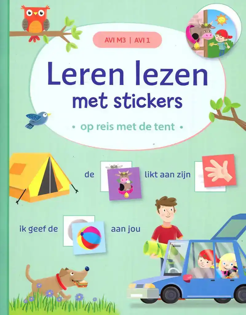 Leren lezen met sticker - Op reis met de tent