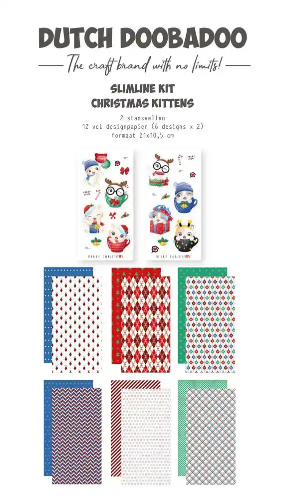 Dutch DooBaDoo Craftykit Slimline Christmas Kitten