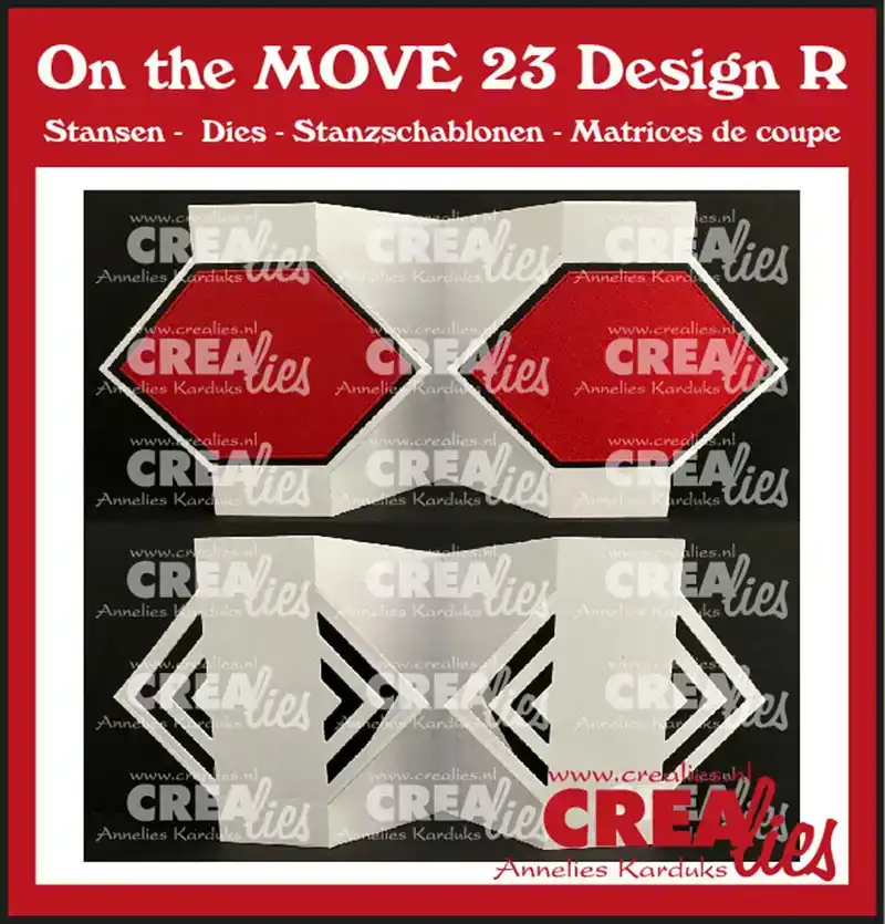 Crealies design R fun fold card diagonaal vierkant