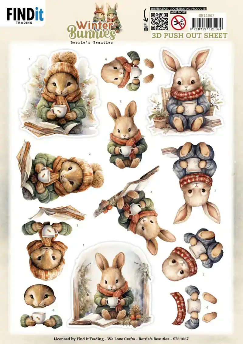 Berries Beauties uitdrukvel Winter Bunnies drinking bunnies