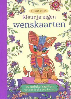 Kleur je eigen wenskaarten Cute cats