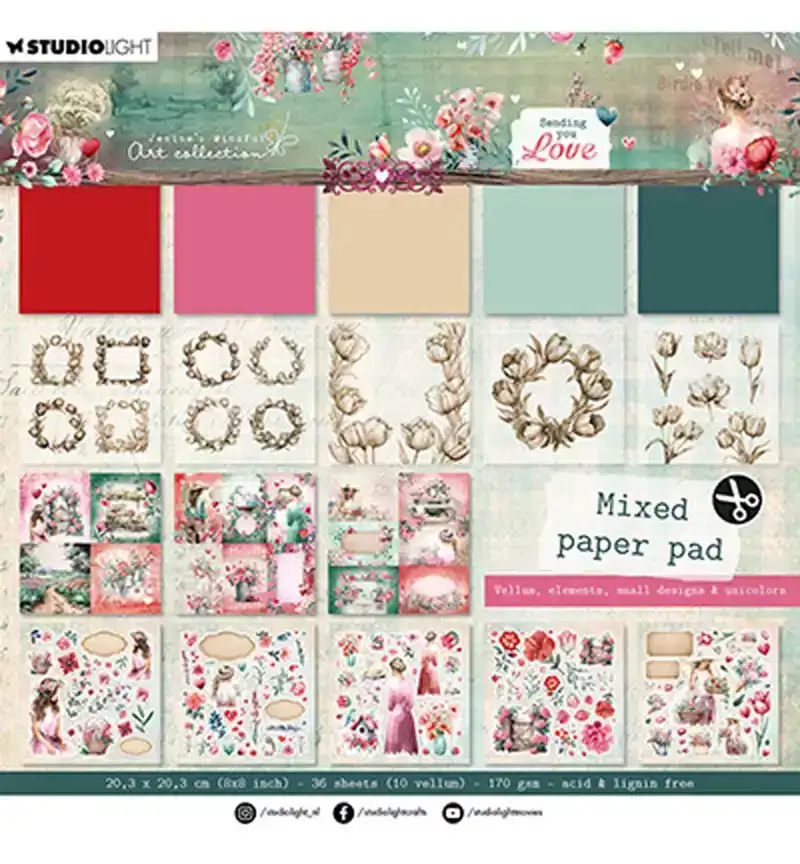 JMA Sending you love Mixed paper pad vellum, unicolor en elements