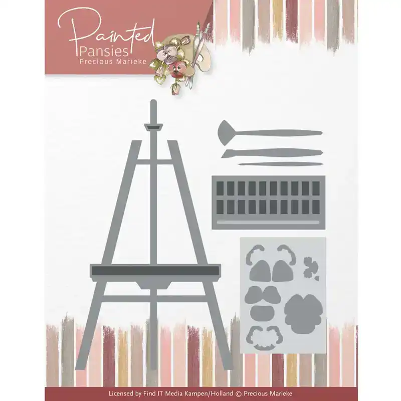 PM Painted pansies Snijmal easel