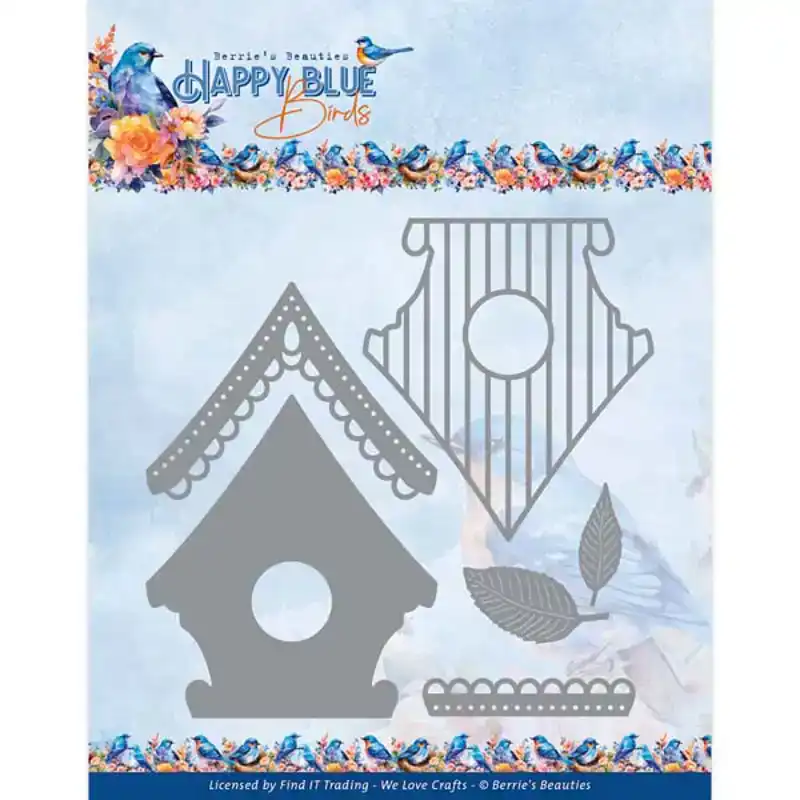 Berries Beauties Happy Blue Birds snijmal happy birdhouse