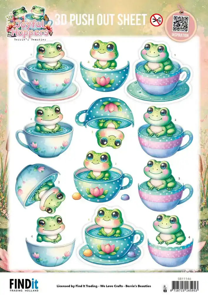 Berries Beauties - Joyful Hoppers 3D Pushout Sheet A Cup Of Frog