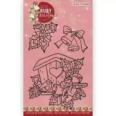 PM Ruby Christmas clear stamp Ruby birdhouse