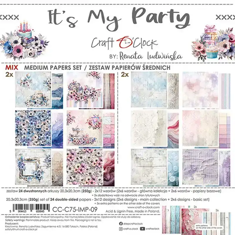 Craft O’Clock It’s My Party Papierpakket 20,3 x 20,3cm Mix