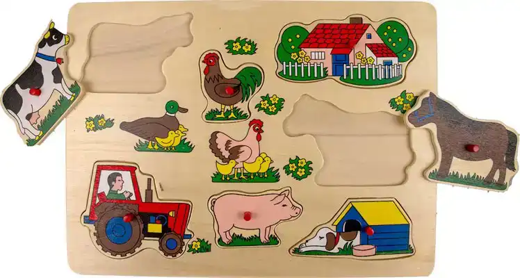 Houten knoppuzzel boerderij