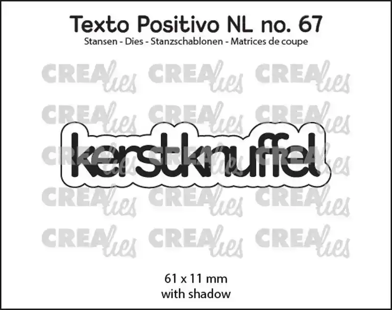 Crealies Texto Positivo stansen no. 67, kerstknuffel