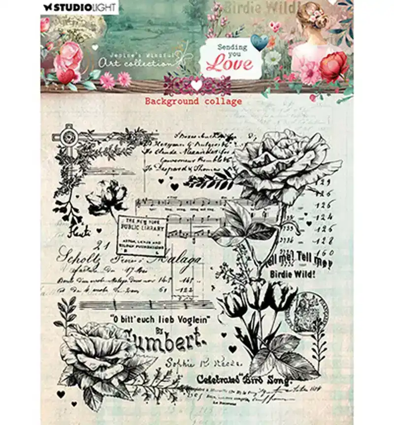 JMA Sending you love clear stamps background collage