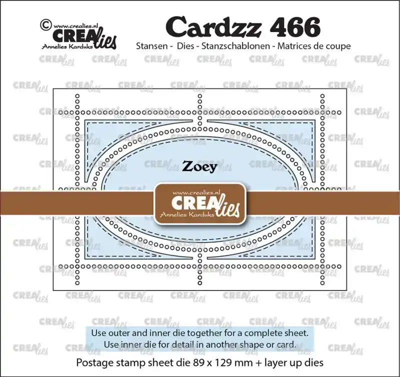 Cardzz stansen no. 466, Postzegelvel Zoey (rechthoek met ovaal)