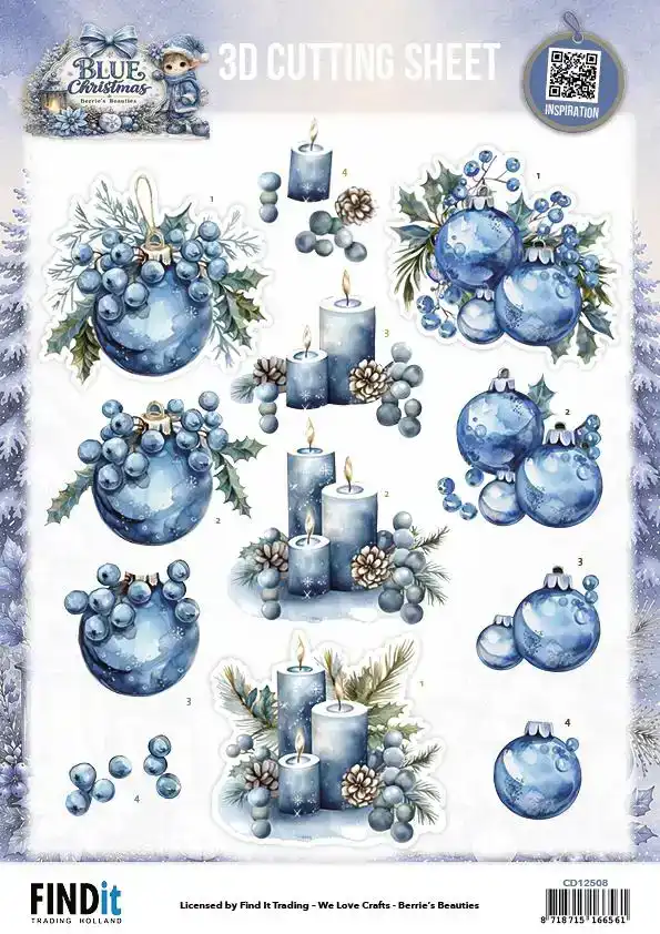 3D Cutting Sheet Berries Beauties Blue Christmas Christmas Lanterns/ Christmas Feelings