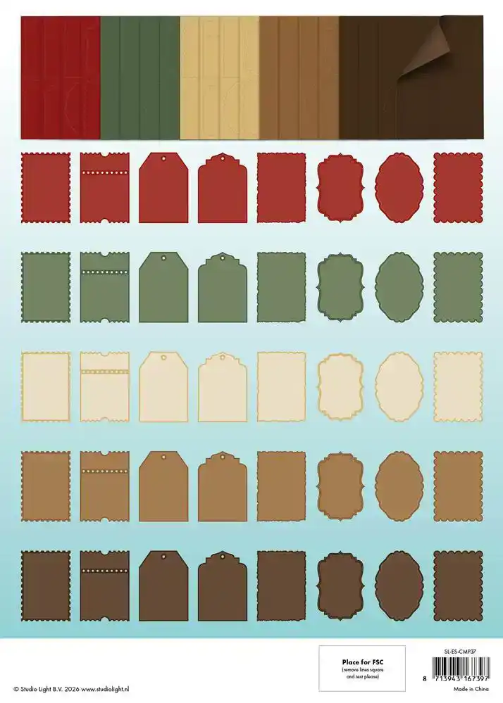 Studio Light Cottage Christmas Essentials Card Making Pad 105x148mm