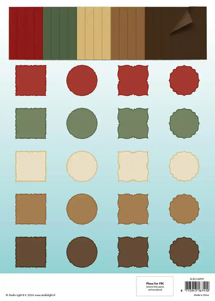 Studio Light Cottage Christmas Essentials Card Making Paper Pad 152x152mm