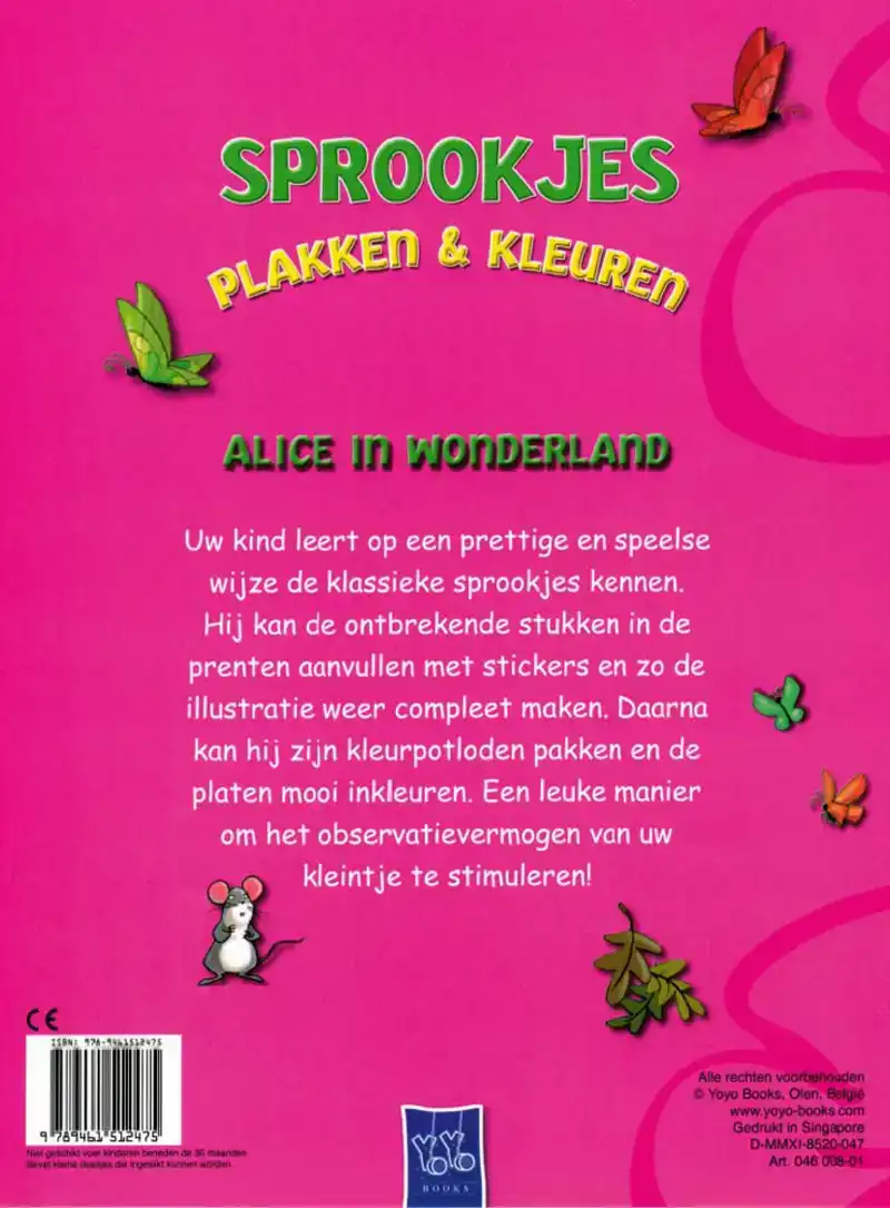 Sprookjes plakken en kleuren Alice in wonderland