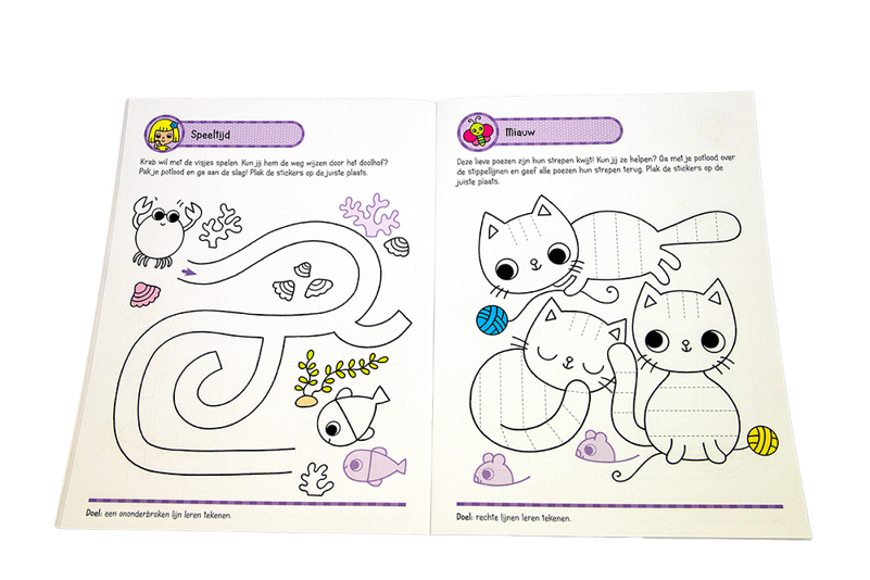 Oefenpret met stickers - Eerste schrijf spelletjes 4-5 jaar