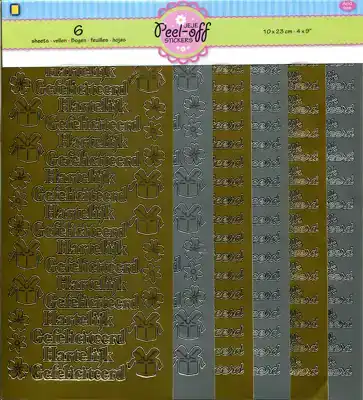 Peel off stickers Gefeliciteerd 6 vel