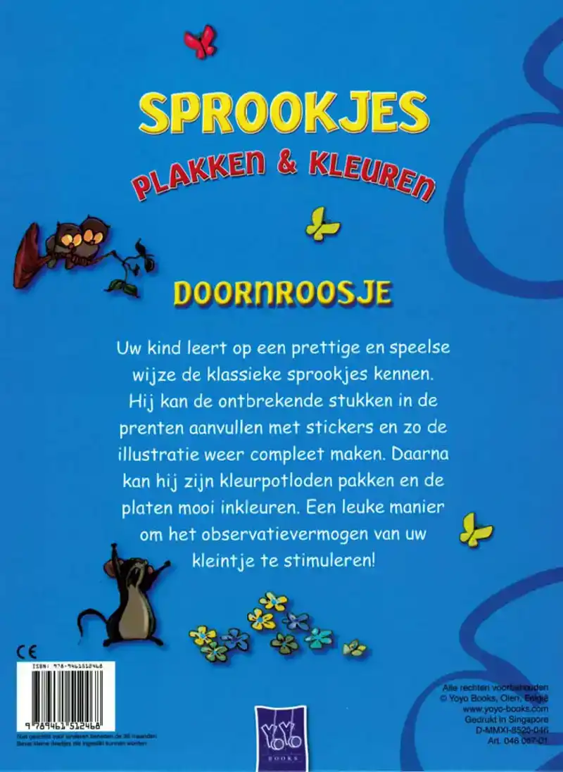 Sprookjes plakken en kleuren Doornroosje