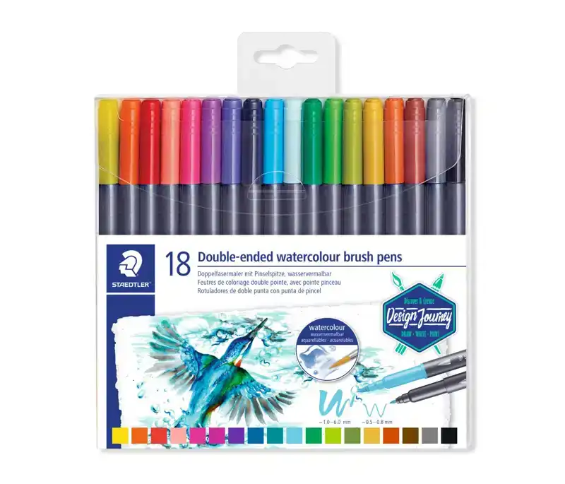 Staedtler Marsgraphic Duo Penseelmarker set van 18 verschillende kleuren