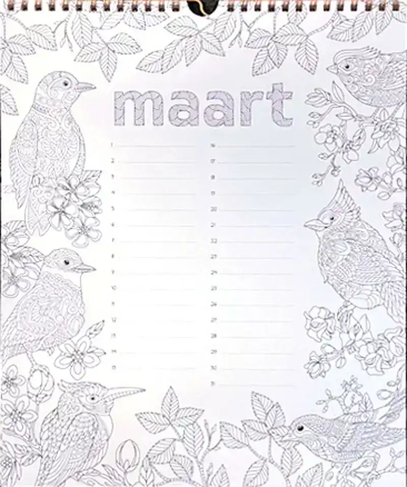 Verjaardagskalender om in te kleuren