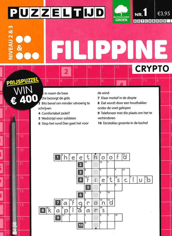 Bedenken Station ketting Puzzelblok Filippine Crypto 2 en 3 punten, nr. 001 Puzzeltijd - Filipinne -  Puzzelboeken - Boeken | BoekenVoordeel