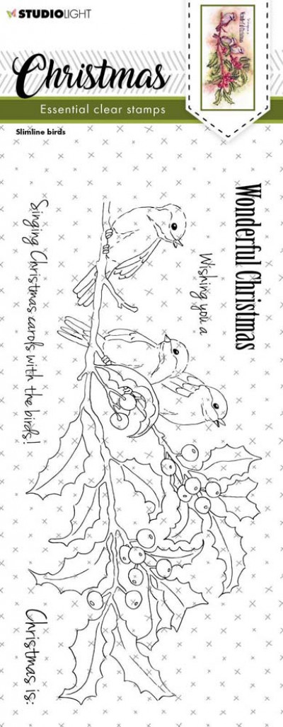 Studio Light Clear stamp Slimline birds - Christmas essentials 1 nr. 241