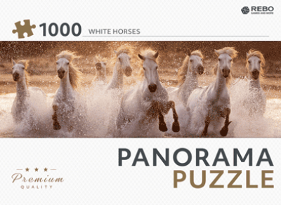 Legpuzzel White horses Panorama 1000 stukjes