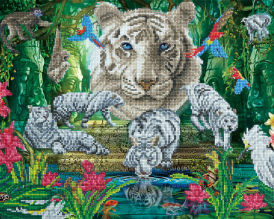 Crystal Art kit White tiger temple 40x50cm partial