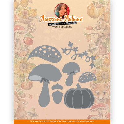 Snijmal - Yvonne Creations - Awesome Autumn - Autumn Mushrooms