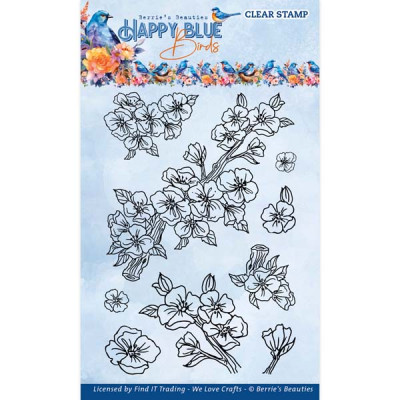 Berries beauties happy blue birds clear stamp floral beach