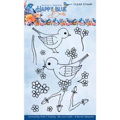 Berries beauties happy blue birds clear stamp bird