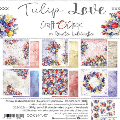 Craft O’Clock Tulip Love Papierpakket 20,3 x 20,3cm