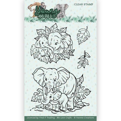 YC Young and Wild Clear stamp Elephants