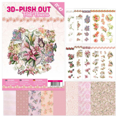 3D push out book 47 Pink Flowers