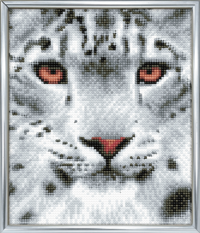 Silver photo frame crystal art snow leopard full