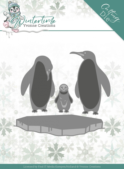 Winter Time snijmal penguin on ice van Yvonne Creations