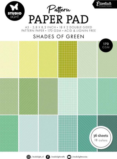 Pattern paper pad shades of green essentials 14,8x21cm 36vel