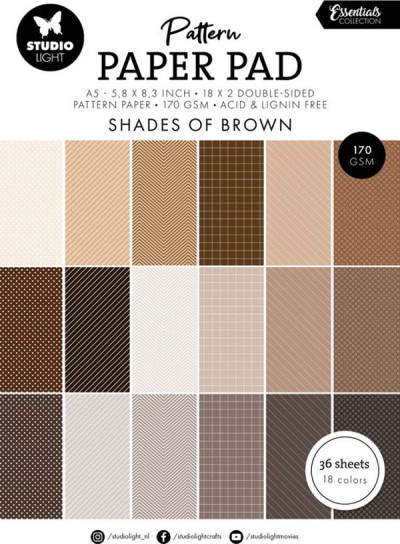 Pattern paper pad shades of brown essentials 14,8x21cm 36vel
