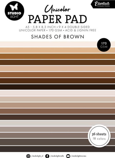 Unicolor paper pad shades of brown essentials 14,8x21cm 36vel