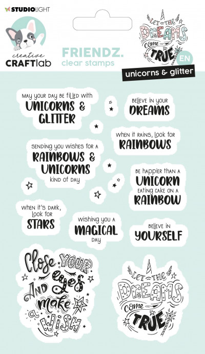 Creative Craftlab Clear Stamp Unicorns & Glitters tekst Engels