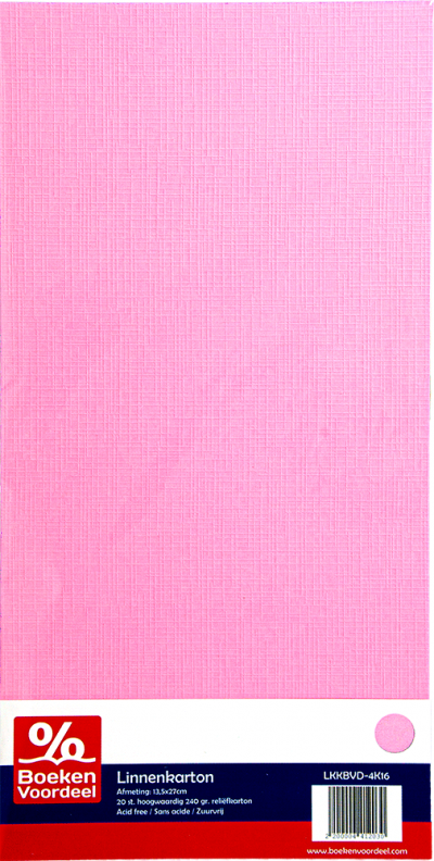 Linnenkarton 13,5x27 - 16 roze