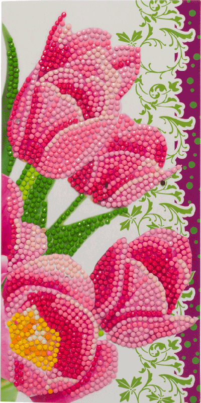 Crystal Card kit C9 roze tulpen 11x22cm